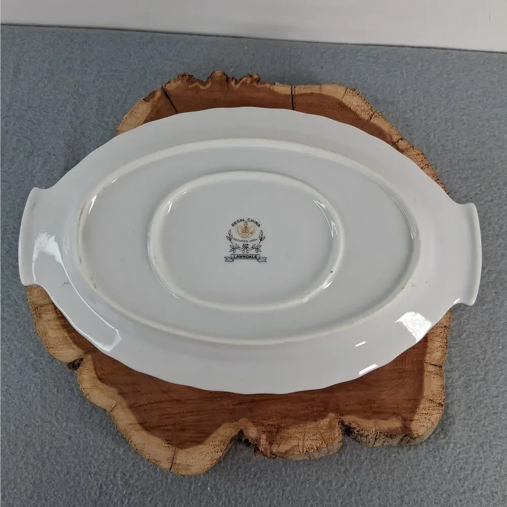 Regal China Lawndale Pattern Gravy Boat Bowl with Attached Underplate Porcelain